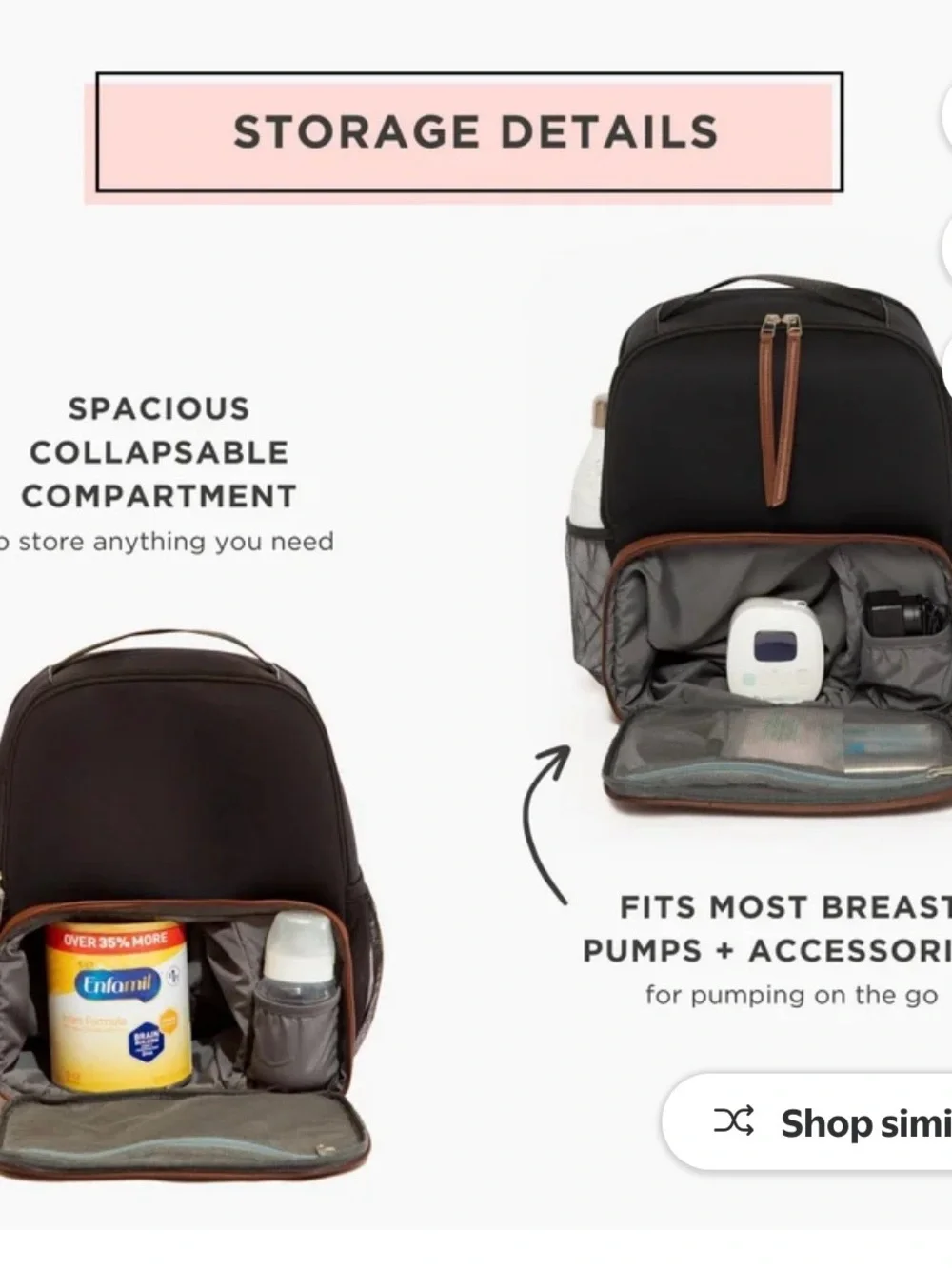 Freshly Picked Black and Brown Baby Pumping or Diaper Backpack